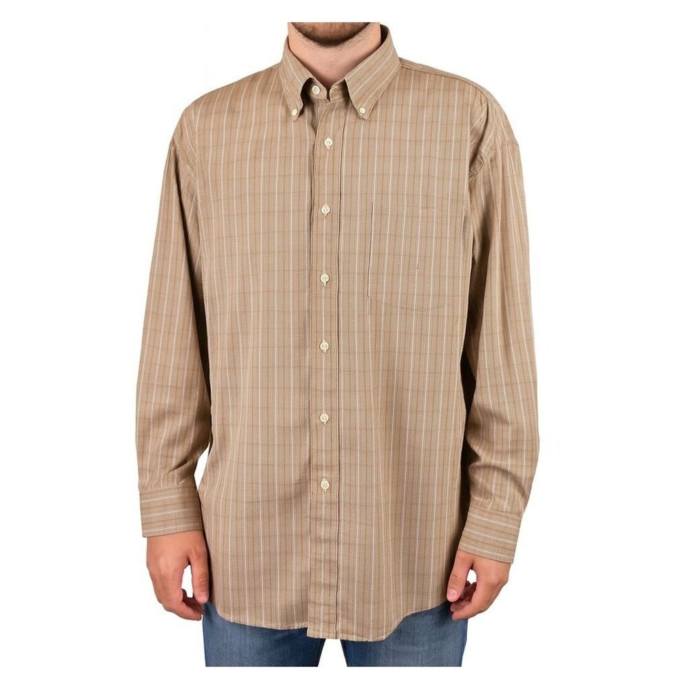 Men's Nautica Plaid Long Sleeve Button Down Shirt Size XXL Tan